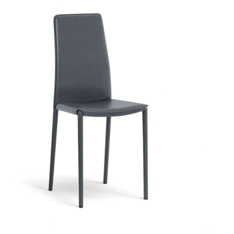 Luma, Set di 4 sedie in similcuoio Grigio (42cm X 41cm H. 95cm)  Duzzle