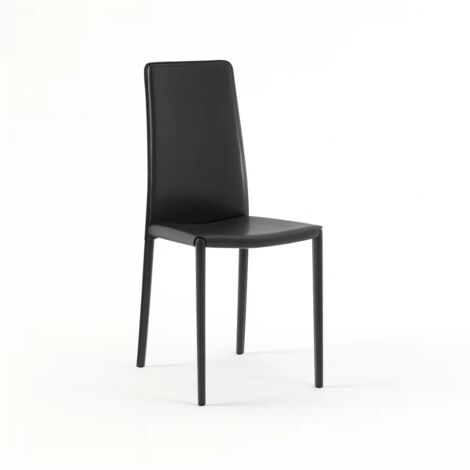 Luma, Set di 4 sedie in similcuoio Nero (42cm X 41cm H. 95cm) Duzzle