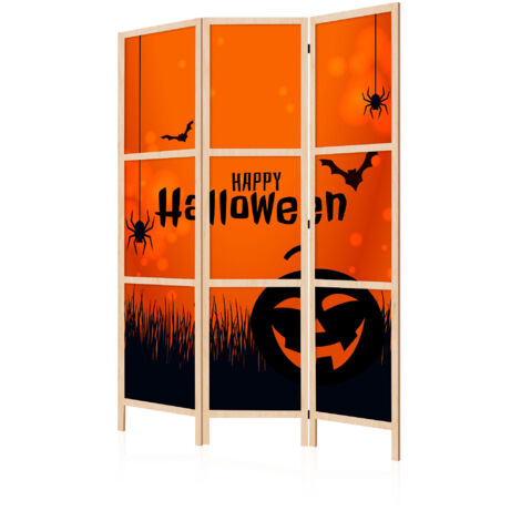 LUMASOUL Paravent Intérieur 3 Panneaux Simple Face Pliable - Decoration Halloween - Separateur de Pieces y Cloison de Separation - 135x172 cm Noir - Orange