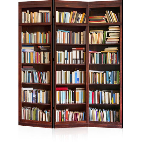 LUMASOUL Paravent Intérieur 3 Panneaux Simple Face Pliable - Style Bibliothèque - Separateur de Pieces y Cloison de Separation - 135x172cm