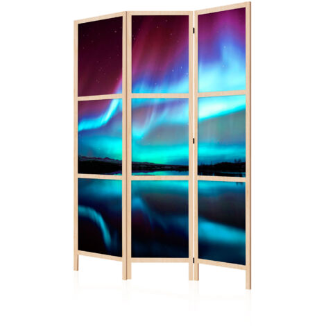 LUMASOUL Paravent Intérieur à Simple Face - 3 Panneaux - Separateur de Pieces de Style Japonais - Cloison de Separation pour Chambre à Coucher et Salon - Motif Paysages - 135x172 cm