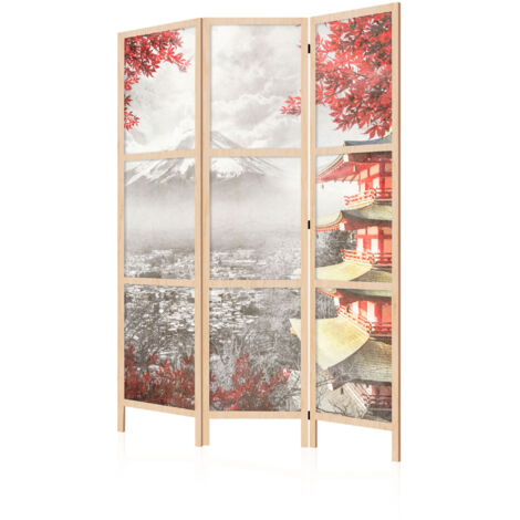 LUMASOUL Paravent Intérieur à Simple Face - 3 Panneaux - Separateur de Pieces de Style Japonais - Cloison de Separation pour Chambre à Coucher et Salon - Motif Villes - 135x172 cm