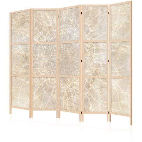 LUMASOUL Paravent Intérieur à Simple Face - 5 Panneaux - Separateur de Pieces de Style Japonais - Cloison de Separation pour Chambre à Coucher et Salon - Motif Fonds d'écran et Motifs - 225x172 cm