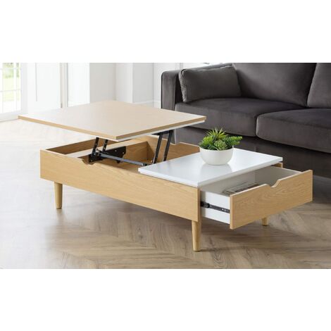 Lumbar Lift-Up Coffee Table - White/Oak