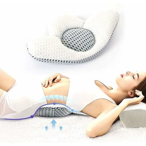 Lumbar Pillow for Sleeping, Adjustable Height 3D Lower Back Support Pillow  Waist Sciatic Pain Relief Cushion for Bed Rest - Side, Back and Stomach