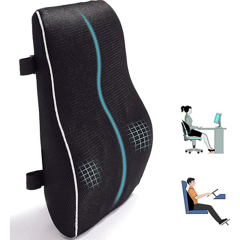 Crea - Lumbar Support Pillow For Office Chair Car Memory Foam Back Cushion For Back