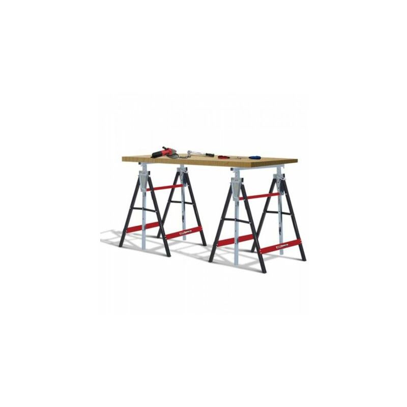 Lumberjack - 2 x Folding Work Horse Trestle Saw Adjustable Height Stand 150kg Each