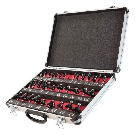 LUMBERJACK 35 Piece Router Cutter Set 1/4 Shank, TCT Tungsten Carbide Tipped Bits, Woodworking Set, Includes Metal Storage Case