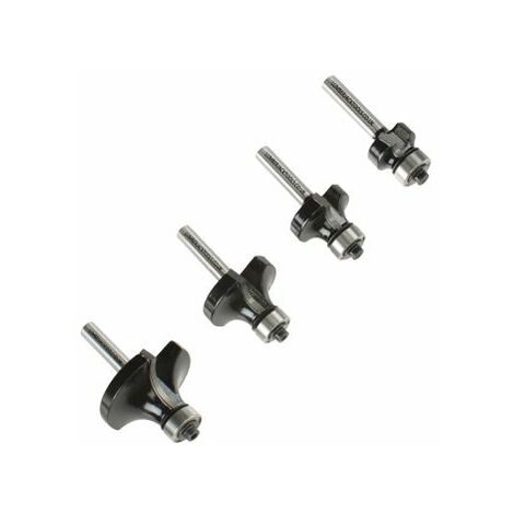 LUMBERJACK 4 Piece Round Over Router Bits 1/4 Shank, Roundover Beading Router Bit Set, Tungsten Carbide, Corner Rounding Edge-Forming, Round Over Edging (1/4, 3/8, 1/8,1/2)