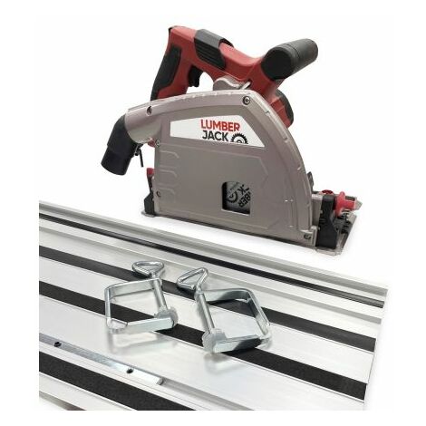 LUMBERJACK Plunge Saw Track Saw with 2 x 700mm Guide Rails Clamps & Connector Bar Powerful 1200W Motor 165mm Blade Included