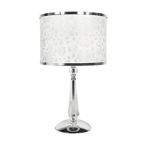 "Lume BOEME in metallo cromato e cristalli con paralume glitterato 62 cm."
