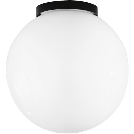Lume da esterno POLLY con base in plastica nera e sfera bianca 25 cm.