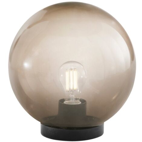 Lume da esterno POLLY con base in plastica nera e sfera fumè 20 cm.
