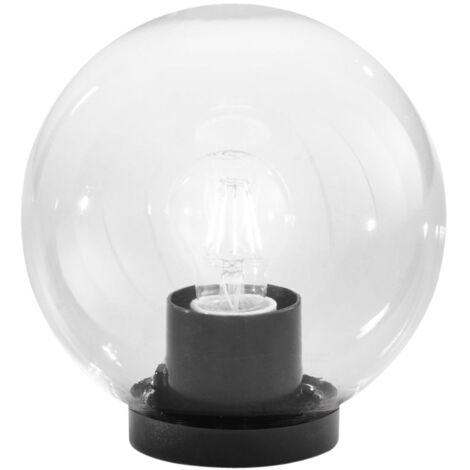Lume da esterno POLLY con base in plastica nera e sfera trasparente 20 cm.