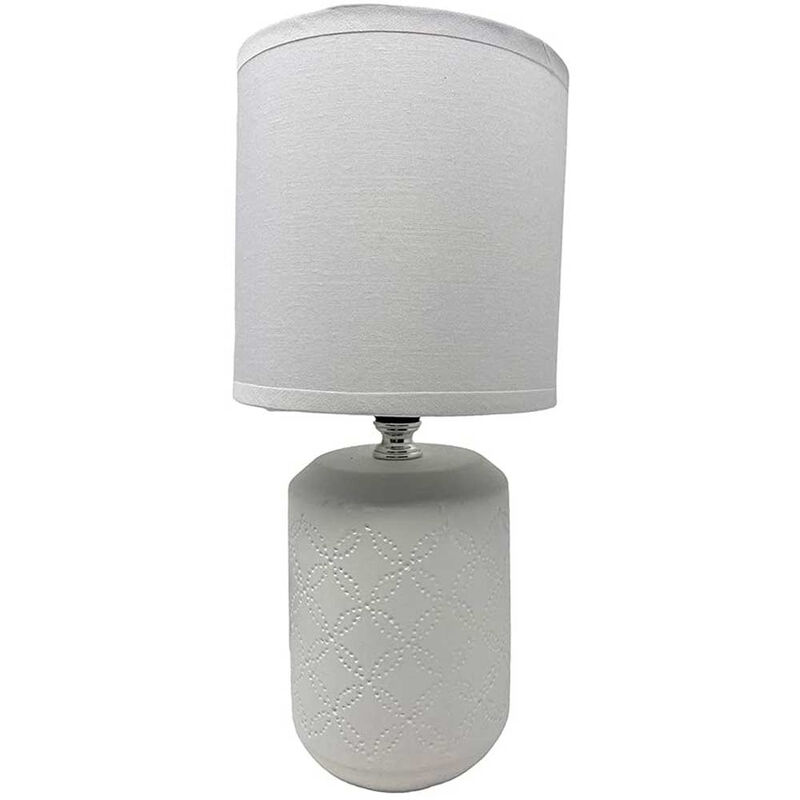 Image of Lume in ceramica moderno lumetto da comodino con base in ceramica attacco e14 abat jour lampada da tavolo paralume 28x13 cm bianco