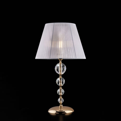 Lume in ferro dorato e cristallo 1 luce con paralume H.61 - Ø35