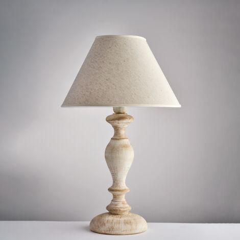 Lume in legno bianco e tortora 1 luce con paralume dm.35 H.57 - Ø35