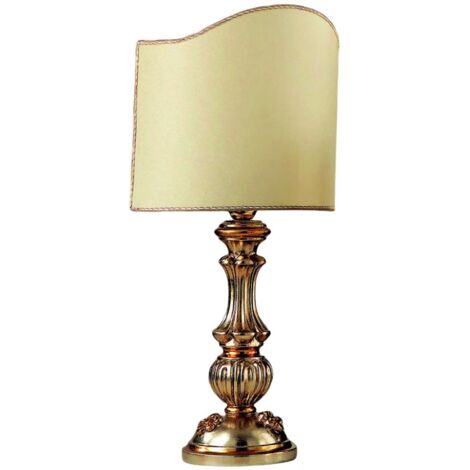 Lume In Legno Classico Argento Mecca Con Paralume 1 Luce Airone