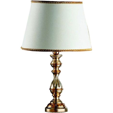 Lume In Legno Classico Argento Mecca Con Paralume 1 Luce Cicogna