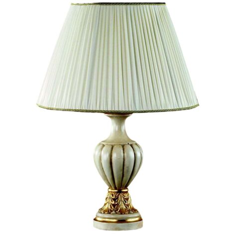 Lume In Legno Classico Avorio Oro Con Paralume 1 Luce Tuffolo
