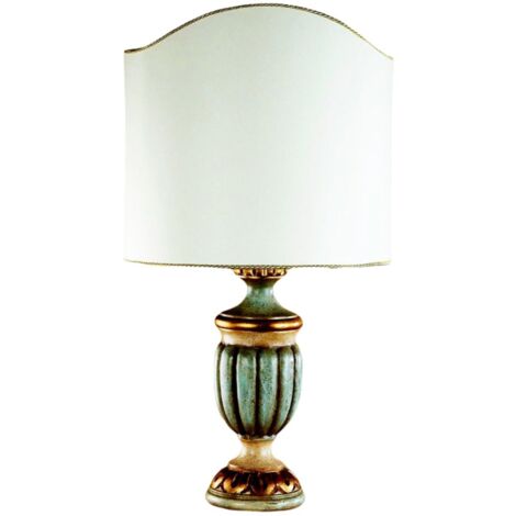 Lume In Legno Classico Azzurro Oro Con Paralume 1 Luce Oca