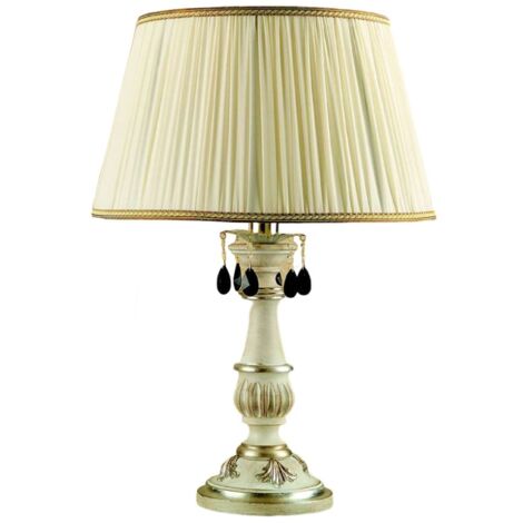 Lume In Legno Classico Bianco Argento Con Paralume 1 Luce Trampoliere