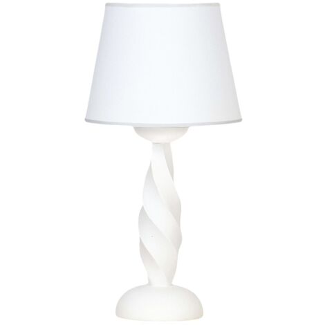 Lume In Legno Classico Bianco Opaco Con Paralume 1 Luce Coromorano