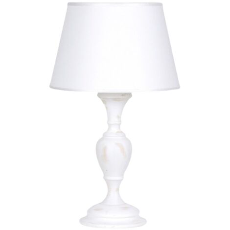 Lume In Legno Classico Bianco Sciupato Con Paralume 1 Luce Folaga