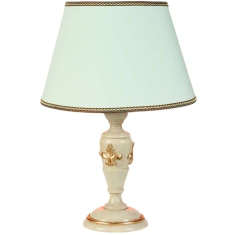 Lume In Legno Classico Crema Oro Con Paralume 1 Luce Cigno