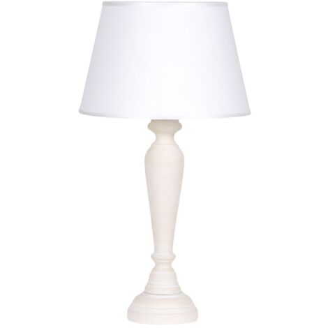 Lume In Legno Classico Crema Sbiancato Con Paralume 1 Luce Smergo