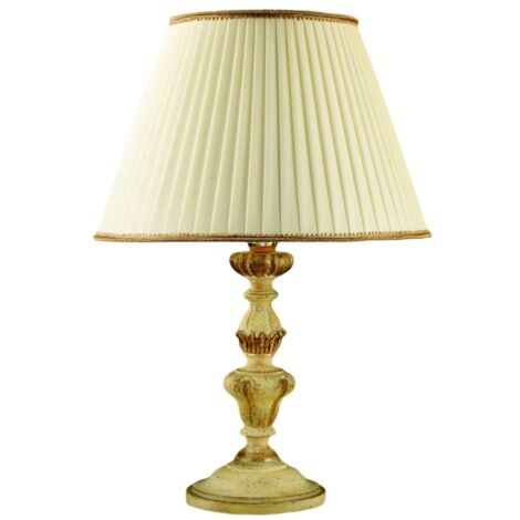 Lume In Legno Classico Giallo Crema Sbiancato Con Paralume 1 Luce Rondone