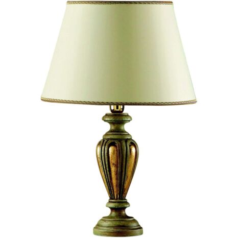 Lume In Legno Classico Verde Etrusco Oro Con Paralume 1 Luce Piccione