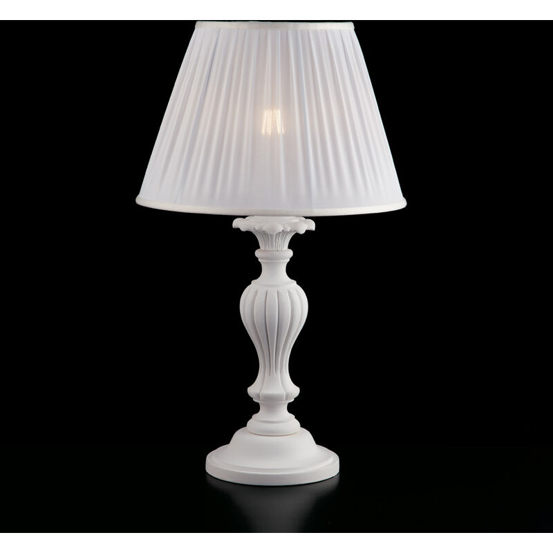 Image of Lampada da tavolo Shabby Chic Leonardo Legno Bianco 1 luce E27 - Bianco