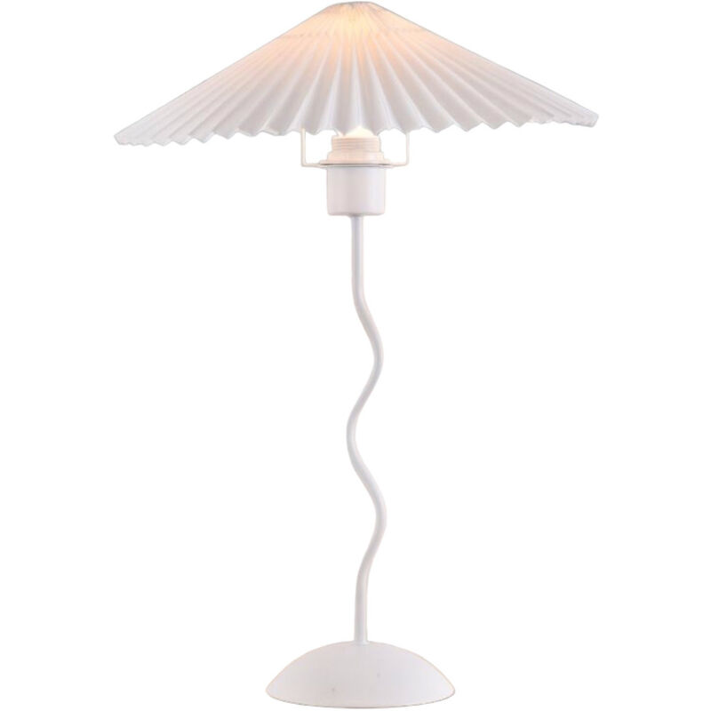Image of Vetrineinrete - Lume in metallo bianco moderno abat jour attacco E27 lampada da tavolo con interruttore