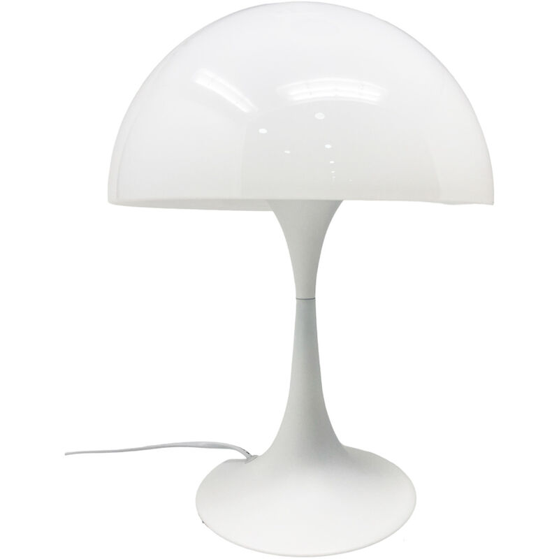 Image of Lume moderno bianco abat jour attacco E27 lampada da tavolo scrivania lumetto