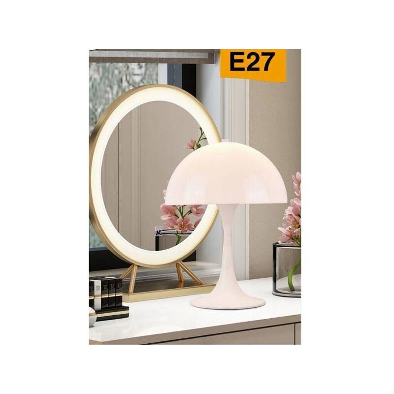 Image of Trade Shop - Lume Moderno Bianco Abat Jour Attacco E27 Lampada Da Tavolo Scrivania Lumetto D12