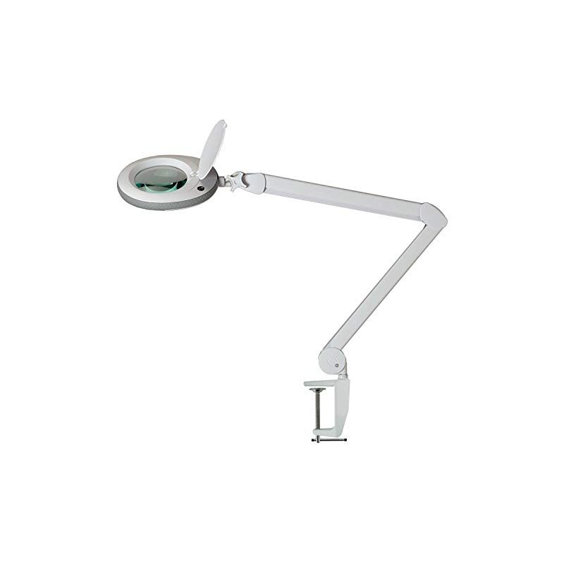 Lumeno - lampe loupe avec 96 led, bord de caoutchouc gris, loupe d'agrandissement, lentille avec 3, 5 ou 8 dioptries, lumière pour