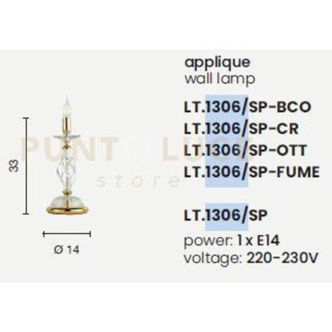 LUMETTO 1306 1 LUCE TRASPARENTE E CROMO ATTACCO E14 H.33CM