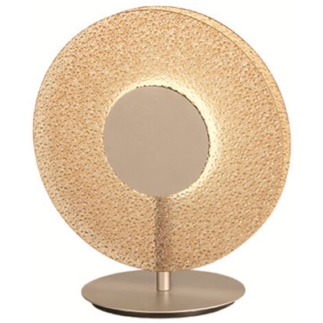 Lumetto a LED CANDY 30x33 cm in metallo Oro e vetro graniglia Ambra