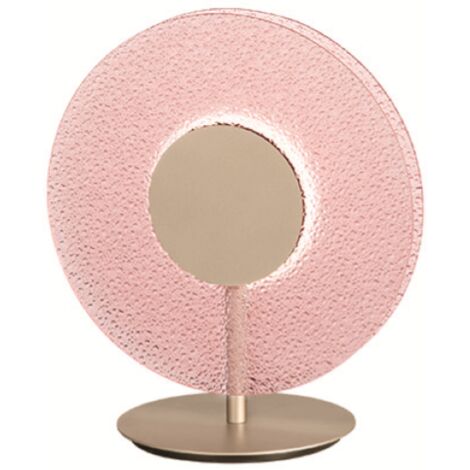 Lumetto a LED CANDY 30x33 cm in metallo Oro e vetro graniglia Rosa