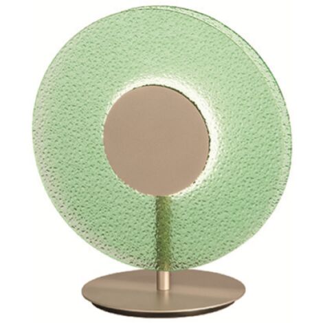 Lumetto a LED CANDY 30x33 cm in metallo Oro e vetro graniglia Verde