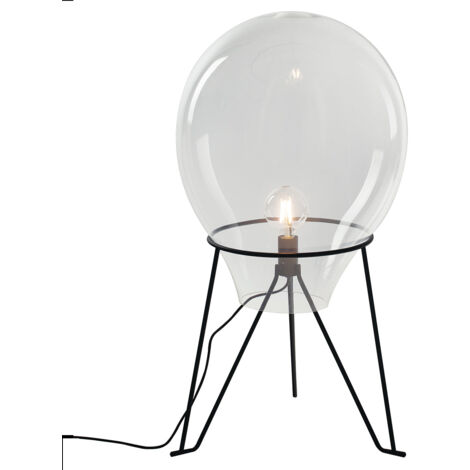"Lumetto AZUMA in vetro trasparente con struttura in metallo nero 38 cm."