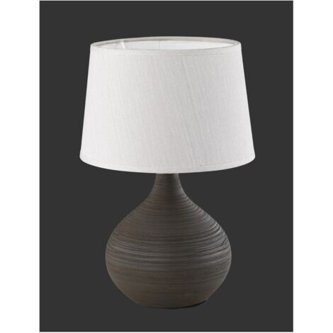 Lumetto Ceramica Marrone e Paralume Cappuccino Martin Trio Lighting