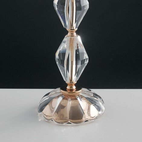 Lumetto Classico Finiture Oro Cristallo Paralume Tessuto Lumetto Classico Finiture Oro Cristallo Paralume Tessuto