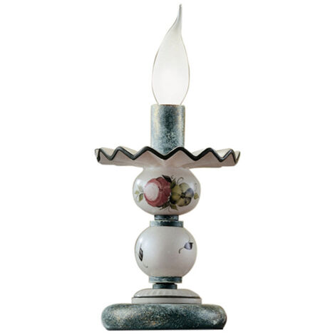 Lumetto Classico Sanremo Metallo Ceramica Verde Sfumato Oro Decorato 1 Luce E14