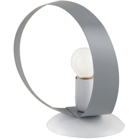 Lumetto comodino in ferro Bianco Grigio una luce 19x h21 cm