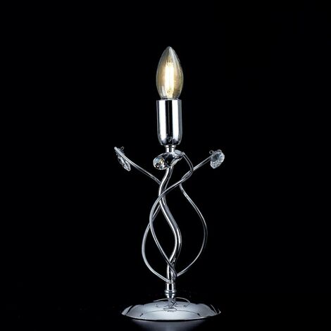 Lumetto da tavolo in ferro cromato lucido con strass in cristallo 1 luce 15xh.27 cm