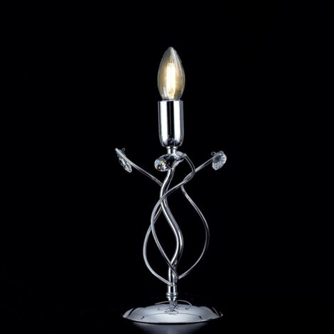 Lumetto da tavolo in ferro cromato lucido con strass in cristallo 1 luce 15xh.27 cm