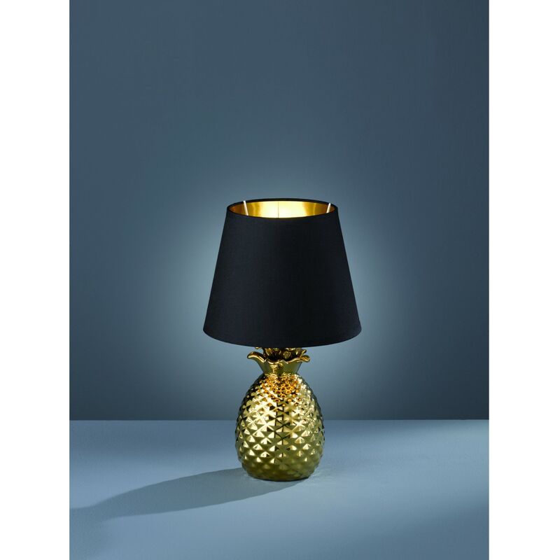 Image of Lumetto Decorativo Pineapple Ananas Oro con Paralume Nero Ø20 cm Trio Lighting