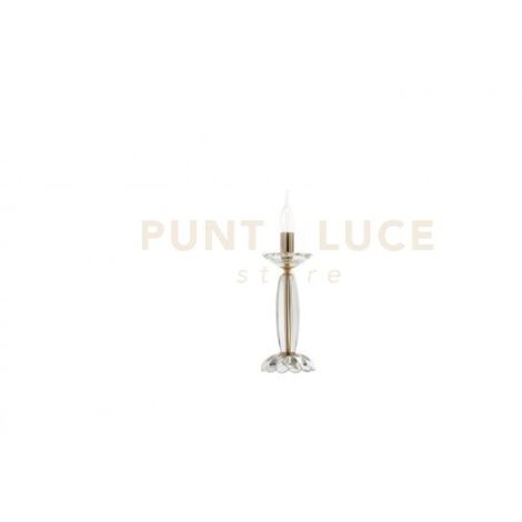 LUMETTO FIAMMA CRISTALLO E ORO 1 LUCE ATTACCO E14 H.32CM